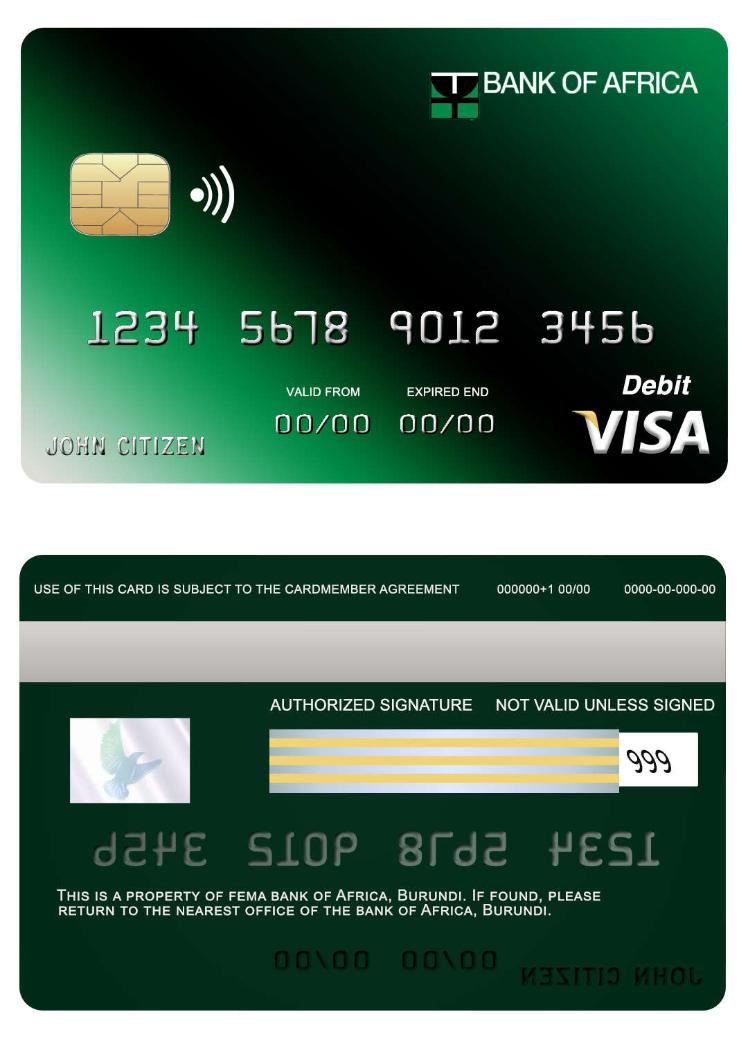 Burundi Africa  bank visa card